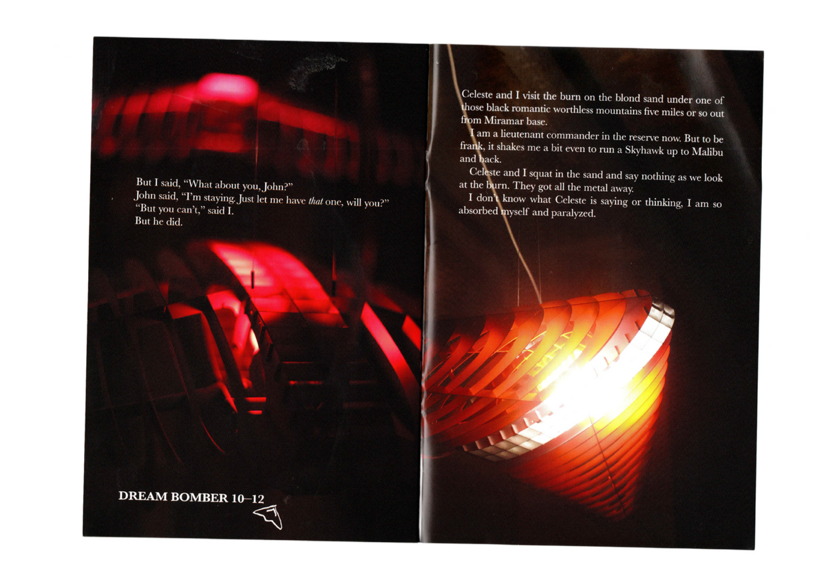 Air Space spread: Dream Bomber pendants 10 to 12, one glowing red and white against a dark interior